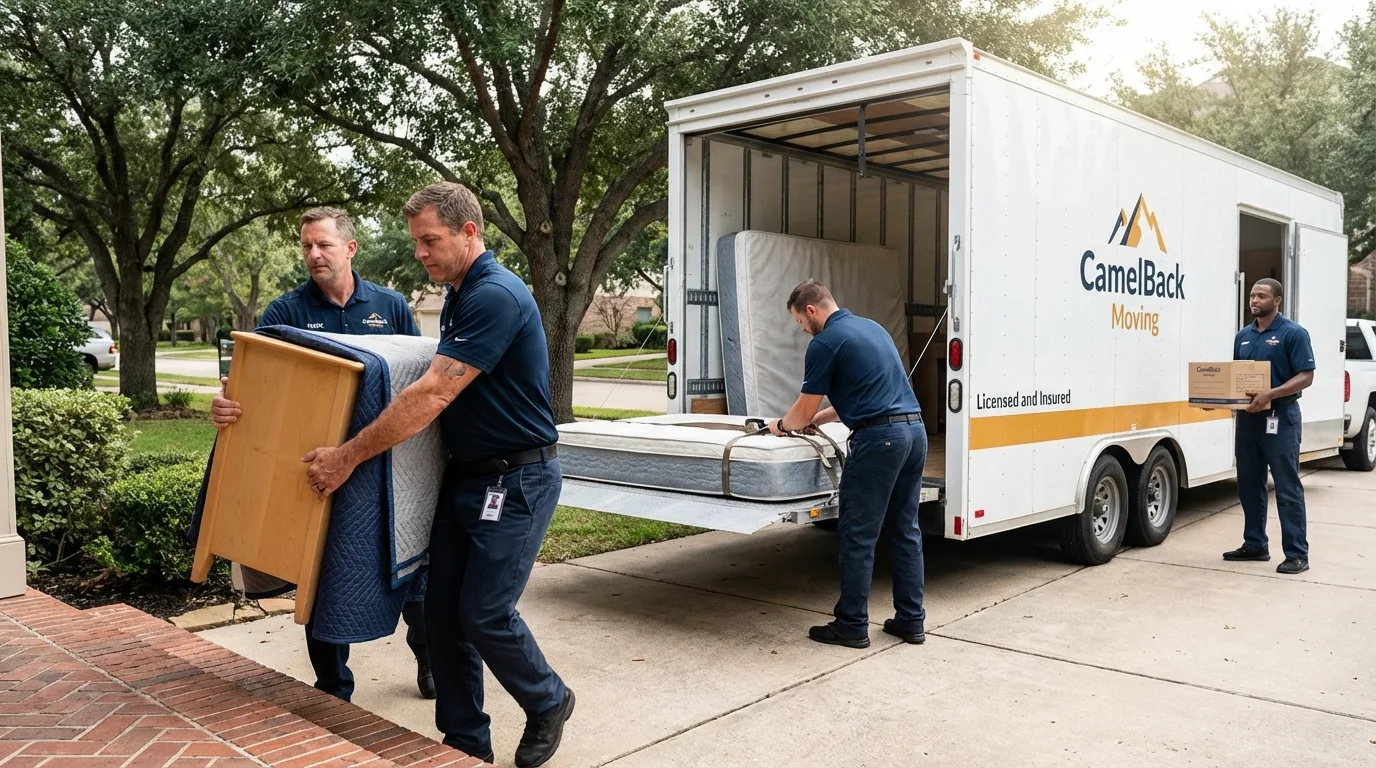 Crew loading residential truck for cross-state move from Crestline, OH